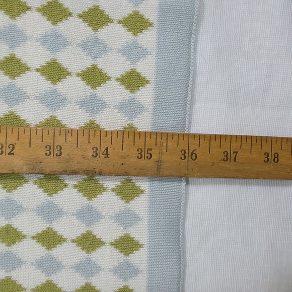 MCM Baby Blanket Knit‎ Argyle Blue Green White Soft Cozy Cottagecore Retro Vibes - Picture 3 of 5